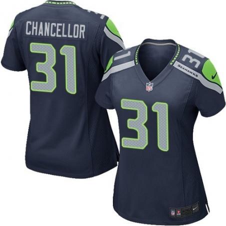 [Game] CHANCELLOR Seattle #31 Womens Football Jersey - Kam Chancellor Womens Football Jersey (Blue)_Free Shipping