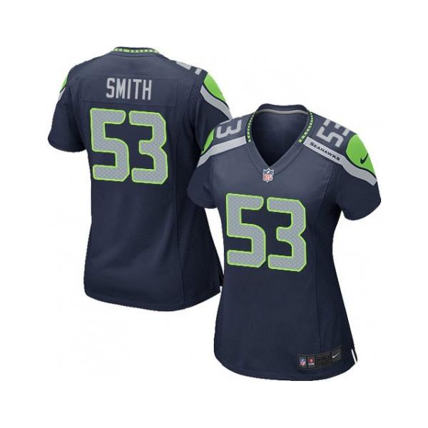 [Game] SMITH Seattle #53 Womens Football Jersey - Malcolm Smith Womens Football Jersey (Blue)_Free Shipping