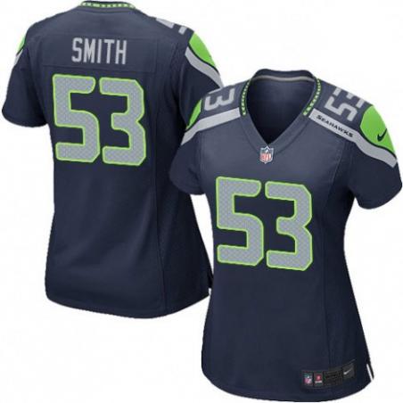 [Game] SMITH Seattle #53 Womens Football Jersey - Malcolm Smith Womens Football Jersey (Blue)_Free Shipping