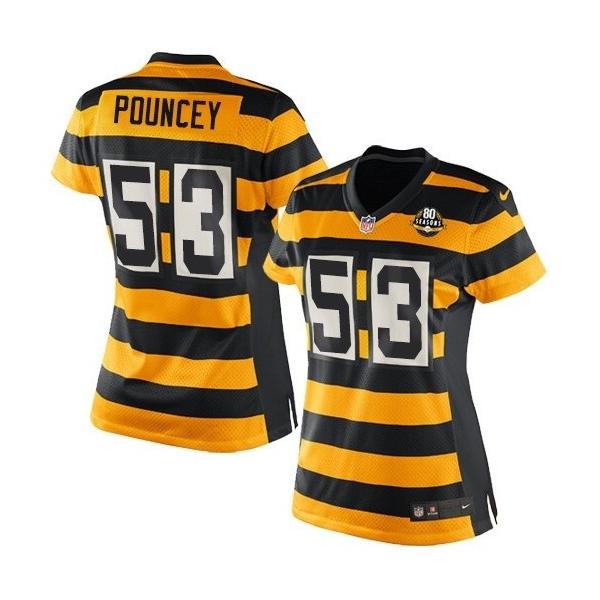 [Limited] POUNCEY Pittsburgh #53 Womens Football Jersey - Maurkice Pouncey Womens Football Jersey (80th throwback)_Free Shipping