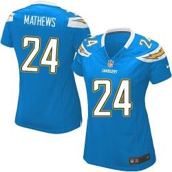 [Limited] MATHEWS San Diego #24 Womens Football Jersey - Ryan Mathews Womens Football Jersey (Light Blue)_Free Shipping