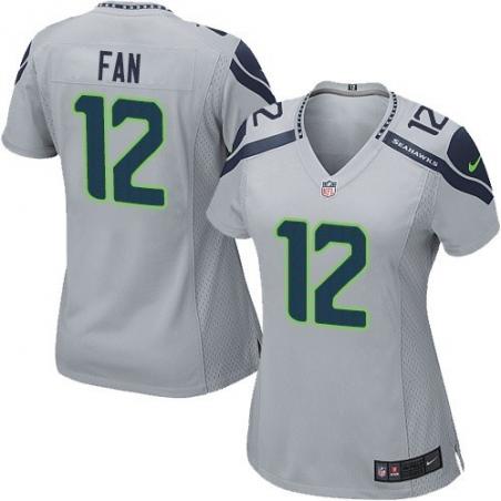 [Limited] FAN Seattle #12 Womens Football Jersey - 12th Fan Womens Football Jersey (Grey)_Free Shipping