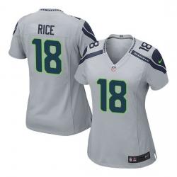 [Limited] RICE Seattle #18 Womens Football Jersey - Sidney Rice Womens Football Jersey (Grey)_Free Shipping