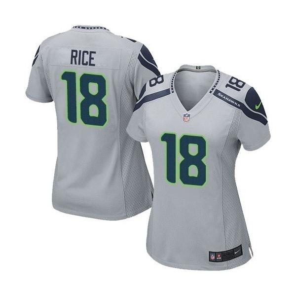 [Limited] RICE Seattle #18 Womens Football Jersey - Sidney Rice Womens Football Jersey (Grey)_Free Shipping