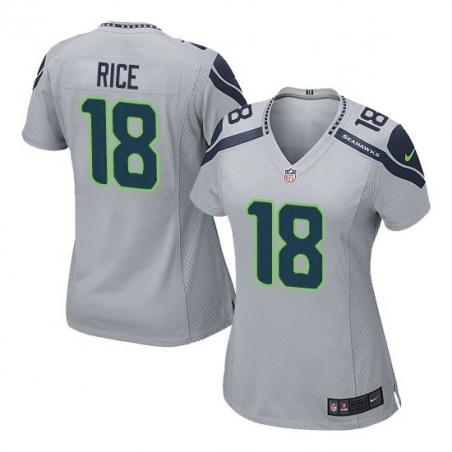 [Limited] RICE Seattle #18 Womens Football Jersey - Sidney Rice Womens Football Jersey (Grey)_Free Shipping