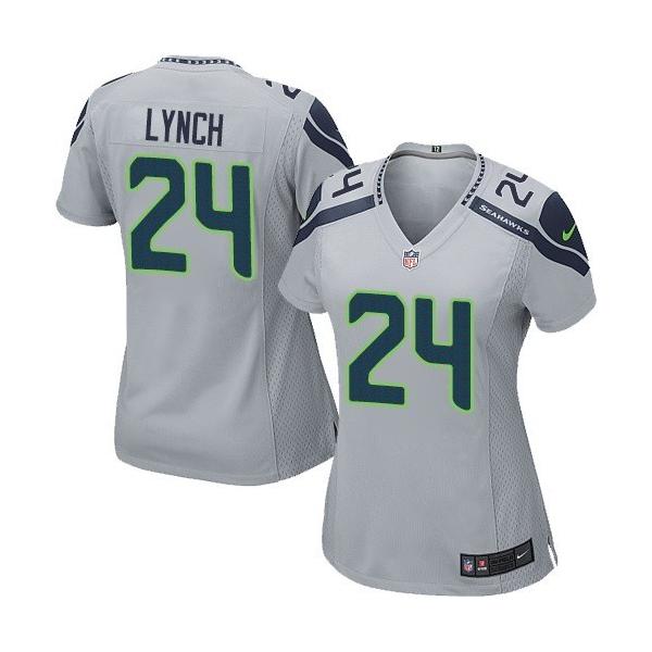 [Limited] LYNCH Seattle #24 Womens Football Jersey - Marshawn Lynch Womens Football Jersey (Grey)_Free Shipping