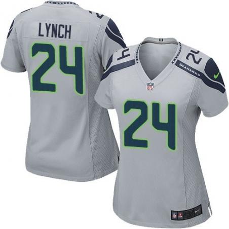 [Limited] LYNCH Seattle #24 Womens Football Jersey - Marshawn Lynch Womens Football Jersey (Grey)_Free Shipping