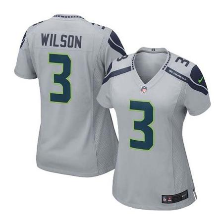 [Limited] WILSON Seattle #3 Womens Football Jersey - Russell Wilson Womens Football Jersey (Grey)_Free Shipping