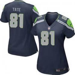 [Limited] TATE Seattle #81 Womens Football Jersey - Golden Tate Womens Football Jersey (Blue)_Free Shipping