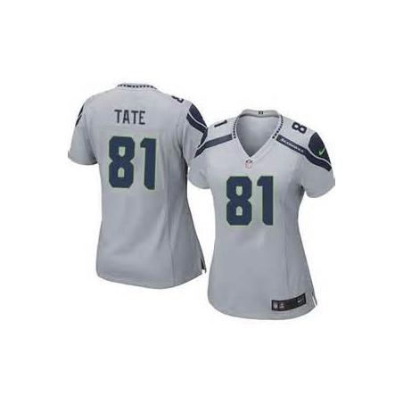 [Limited] TATE Seattle #81 Womens Football Jersey - Golden Tate Womens Football Jersey (Grey)_Free Shipping