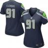[Limited] CLEMONS Seattle #91 Womens Football Jersey - Chris Clemons Womens Football Jersey (Blue)_Free Shipping