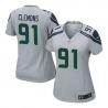 [Limited] CLEMONS Seattle #91 Womens Football Jersey - Chris Clemons Womens Football Jersey (Grey)_Free Shipping