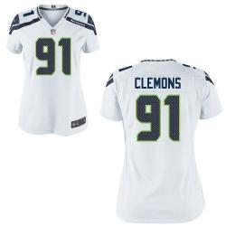 [Limited] CLEMONS Seattle #91 Womens Football Jersey - Chris Clemons Womens Football Jersey (White)_Free Shipping