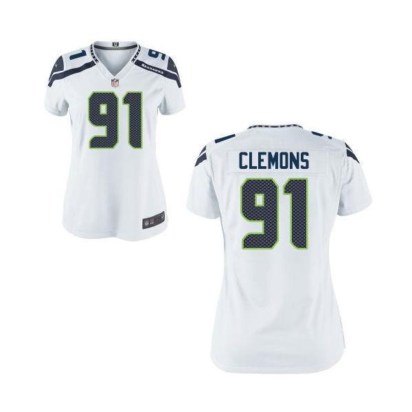 [Limited] CLEMONS Seattle #91 Womens Football Jersey - Chris Clemons Womens Football Jersey (White)_Free Shipping