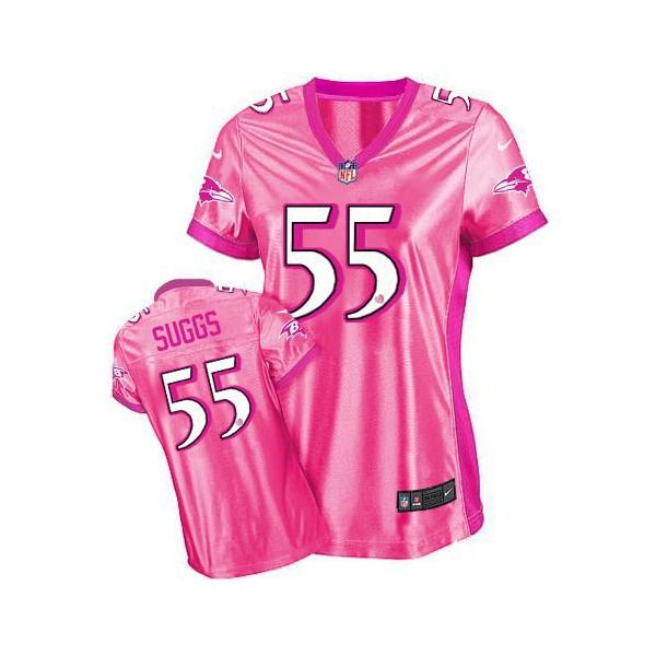 [Love pink III] SUGGS Baltimore #55 Womens Football Jersey - Terrell Suggs Womens Football Jersey (Pink)_Free Shipping