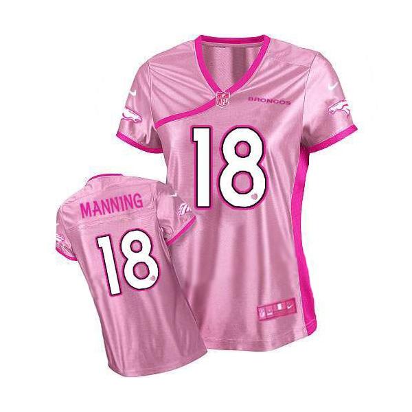 [Love pink] MANNING Denver #18 Womens Football Jersey - Peyton Manning Womens Football Jersey (Pink)_Free Shipping