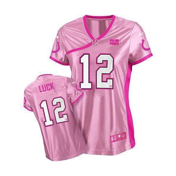 [Love pink] LUCK Indianapolis #12 Womens Football Jersey - Andrew Luck Womens Football Jersey (Pink)_Free Shipping