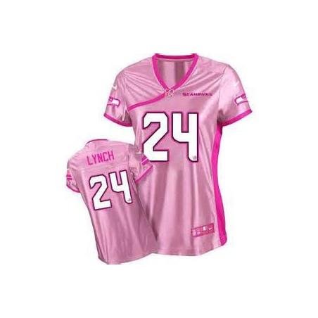 [Love pink] LYNCH Seattle #24 Womens Football Jersey - Marshawn Lynch Womens Football Jersey (Pink)_Free Shipping