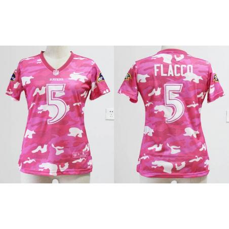 [Pink Camo] FLACCO Baltimore #5 Womens Football Jersey - Joe Flacco Womens Football Jersey_Free Shipping