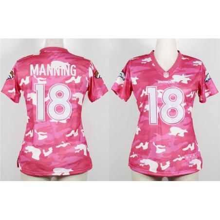[Pink Camo] MANNING Denver #18 Womens Football Jersey - Peyton Manning Womens Football Jersey_Free Shipping