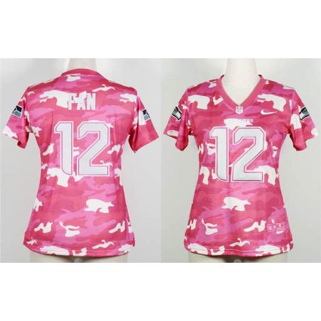 [Pink Camo] FAN Seattle #12 Womens Football Jersey - 12th Fan Womens Football Jersey_Free Shipping