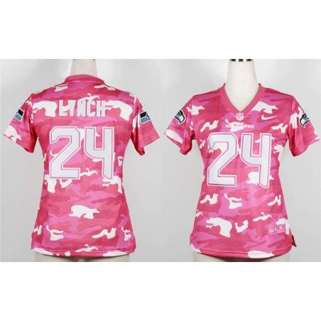 [Pink Camo] LYNCH Seattle #24 Womens Football Jersey - Marshawn Lynch Womens Football Jersey_Free Shipping