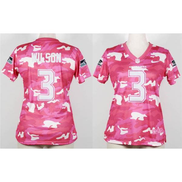 [Pink Camo] WILSON Seattle #3 Womens Football Jersey - Russell Wilson Womens Football Jersey_Free Shipping