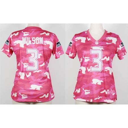 [Pink Camo] WILSON Seattle #3 Womens Football Jersey - Russell Wilson Womens Football Jersey_Free Shipping