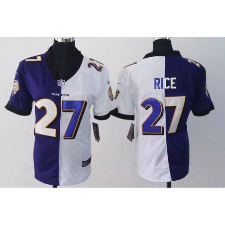 [Split] RICE Baltimore #27 Womens Football Jersey - Ray Rice Womens Football Jersey (Purple-White)_Free Shipping