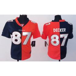 [Split] DECKER Denver #87 Womens Football Jersey - Eric Decker Womens Football Jersey (Blue-Orange)_Free Shipping