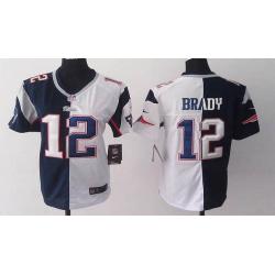 [Split] BRADY New England #12 Womens Football Jersey - Tom Brady Womens Football Jersey (Blue-White)_Free Shipping