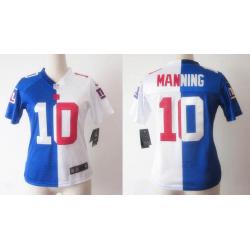 [Split] MANNING NY-Giant #10 Womens Football Jersey - Eli Manning Womens Football Jersey (Blue-White)_Free Shipping