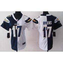 [Split] RIVERS San Diego #17 Womens Football Jersey - Philip Rivers Womens Football Jersey (Navy Blue-White)_Free Shipping