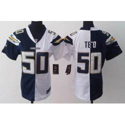[Split] TE'O San Diego #50 Womens Football Jersey - Manti TE'O Womens Football Jersey (Navy Blue-White)_Free Shipping