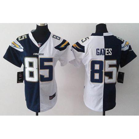 [Split] GATES San Diego #85 Womens Football Jersey - Antonio Gates Womens Football Jersey (Navy Blue-White)_Free Shipping