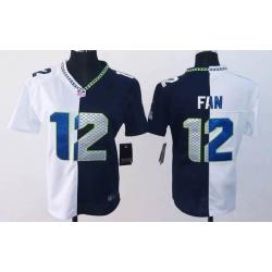 [Split] FAN Seattle #12 Womens Football Jersey - 12th Fan Womens Football Jersey (White-Blue)_Free Shipping