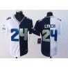 [Split] LYNCH Seattle #24 Womens Football Jersey - Marshawn Lynch Womens Football Jersey (White-Blue)_Free Shipping