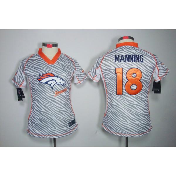 [Zebra Fashion] MANNING Denver #18 Womens Football Jersey - Peyton Manning Womens Football Jersey_Free Shipping