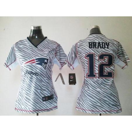 [Zebra Fashion] BRADY New England #12 Womens Football Jersey - Tom Brady Womens Football Jersey_Free Shipping