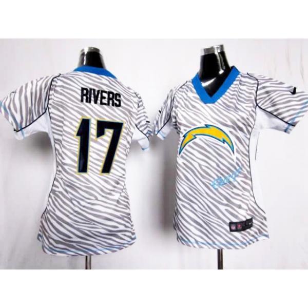 [Zebra Fashion] RIVERS San Diego #17 Womens Football Jersey - Philip Rivers Womens Football Jersey_Free Shipping