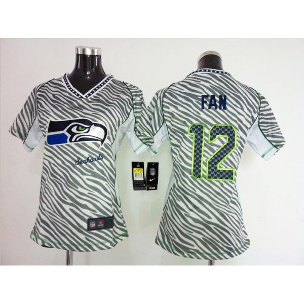 [Zebra Fashion] FAN Seattle #12 Womens Football Jersey - FAN Womens Football Jersey_Free Shipping