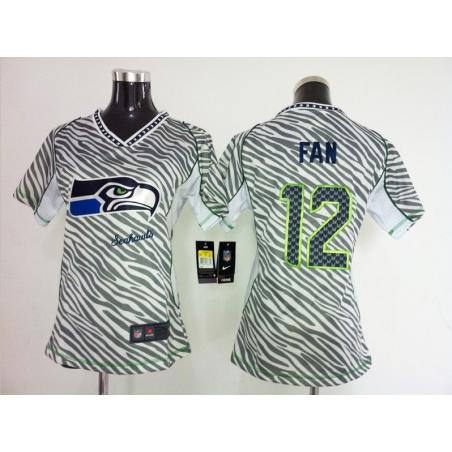 [Zebra Fashion] FAN Seattle #12 Womens Football Jersey - FAN Womens Football Jersey_Free Shipping