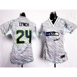 [Zebra Fashion] LYNCH Seattle #24 Womens Football Jersey - Marshawn Lynch Womens Football Jersey_Free Shipping
