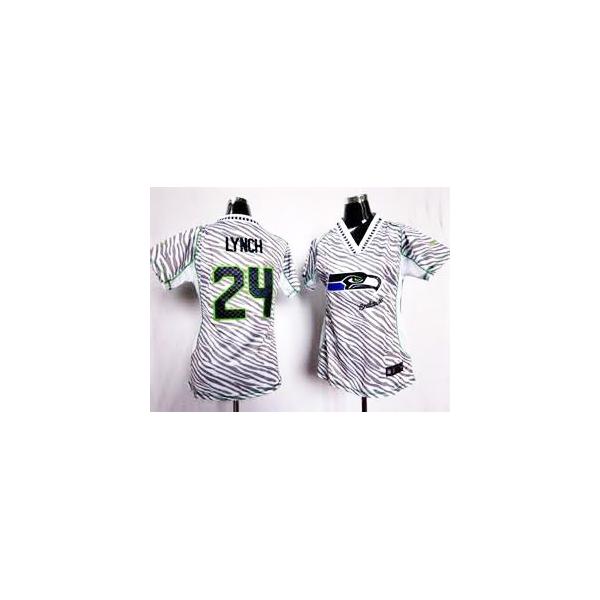 [Zebra Fashion] LYNCH Seattle #24 Womens Football Jersey - Marshawn Lynch Womens Football Jersey_Free Shipping