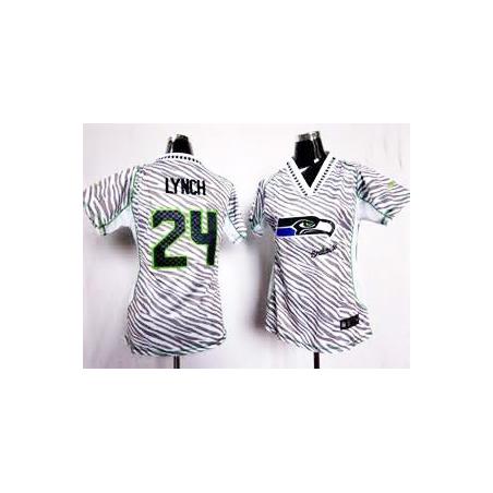 [Zebra Fashion] LYNCH Seattle #24 Womens Football Jersey - Marshawn Lynch Womens Football Jersey_Free Shipping