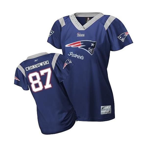 [Field Flirt Fashion II]GRONKOWSKI New England #87 Womens Football Jersey - Rob Gronkowski Womens Football Jersey (Blue)