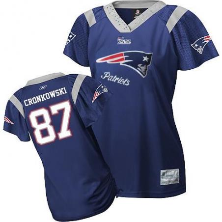 [Field Flirt Fashion II]GRONKOWSKI New England #87 Womens Football Jersey - Rob Gronkowski Womens Football Jersey (Blue)