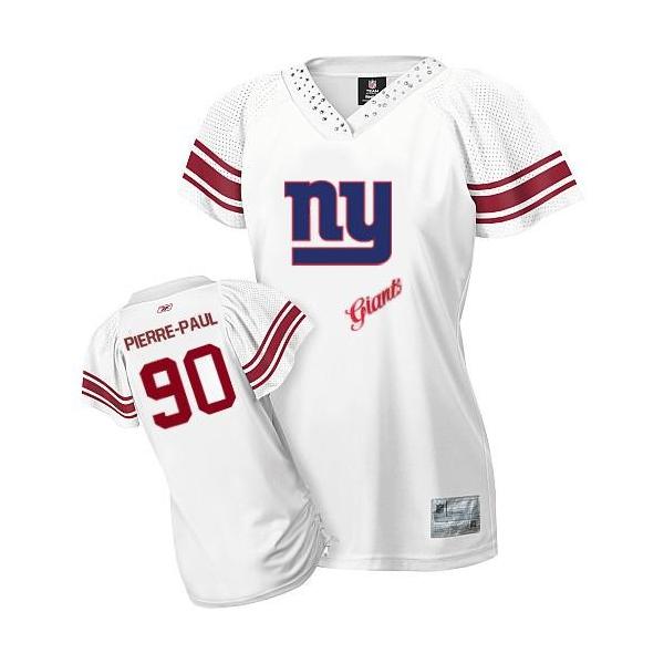 [Field Flirt Fashion II]PIERRE-PAUL NY-Giant #90 Womens Football Jersey - Jason Pierre-Paul Womens Football Jersey (White)