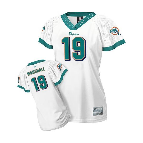 [Field Flirt Fashion I]MARSHALL Miami #19 Womens Football Jersey - Brandon Marshall Womens Football Jersey (White)