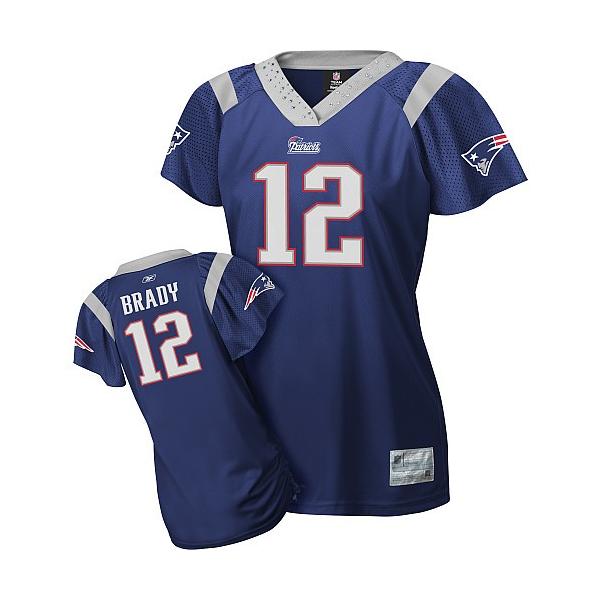 [Field Flirt Fashion I]BRADY New England #12 Womens Football Jersey - Tom Brady Womens Football Jersey (Dark Blue)